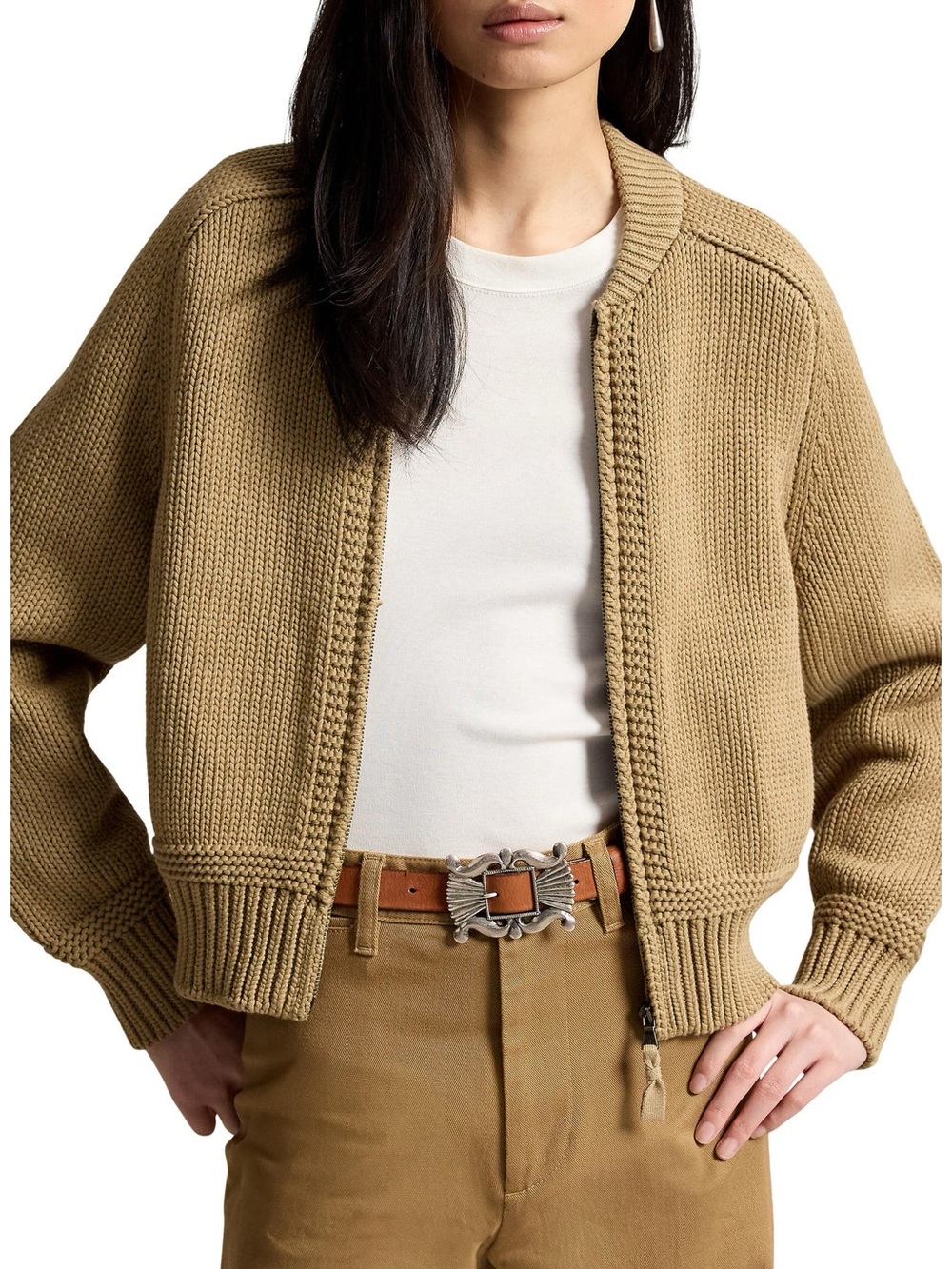 Full Zip Cotton Blend Cardigan Polo Ralph Lauren